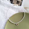 Sweet Jewelry Necklace Simple Design Small Simulated Pearls Bracelet With Delicate Heart Pendant Necklace Women Jewelry Gifts