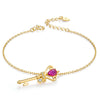 Sweet Key Natural Ruby 925 Silver CZ Bracelet