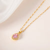 Sweet Light  Pink Water Drop Crystal Pendant Women Chokers Necklaces Female Elegant No Fade Stainless Steel Neck Jewelry