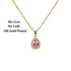 Sweet Light  Pink Water Drop Crystal Pendant Women Chokers Necklaces Female Elegant No Fade Stainless Steel Neck Jewelry