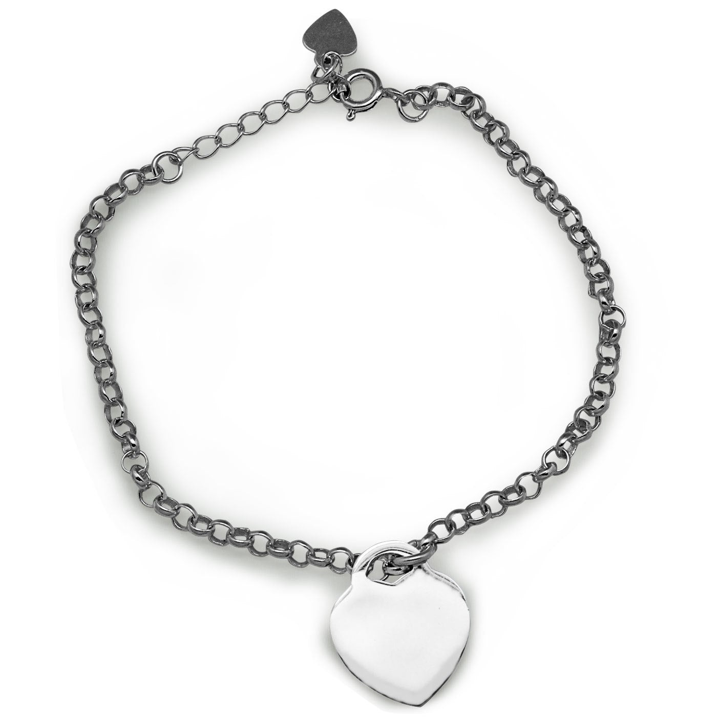 Sweet Love Promise Heart 925 Sterling Silver Cable Chain Bracelet