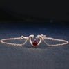 Sweet Natural Garnet In Heart 925 Silver Bracelet