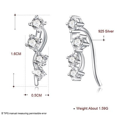 Sweet Style Earrings Women Pure 925 Silver Stud Earrings For Women Sterling Silver Jewelry Lovely Earrring Cuff Brincos bijoux