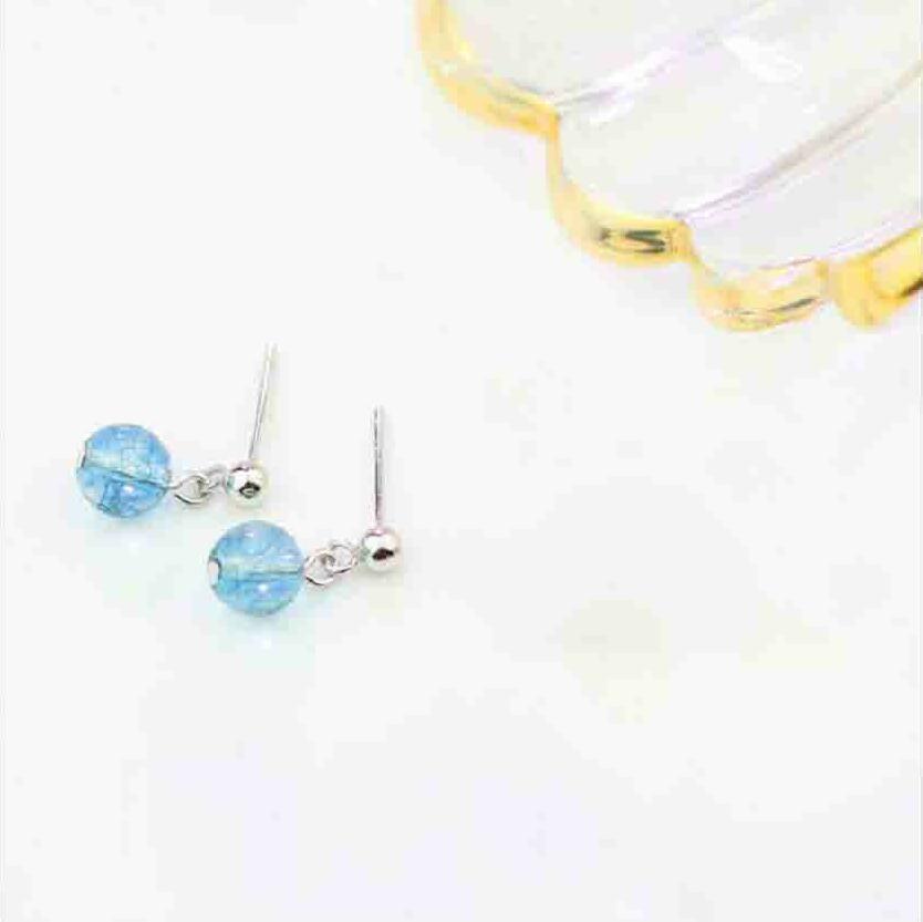 Sweet blue pink strawberry crystal earrings in 925 sterling silver. J0321