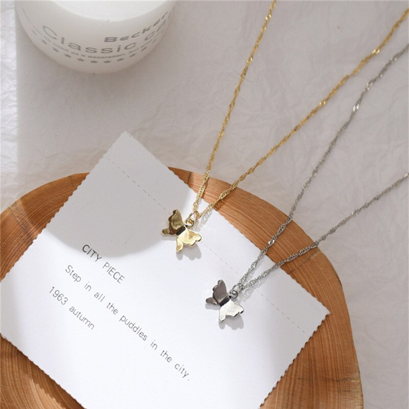 Sweet cold wind butterfly sequin necklace female personality temperament joker delicate girl clavicle chain