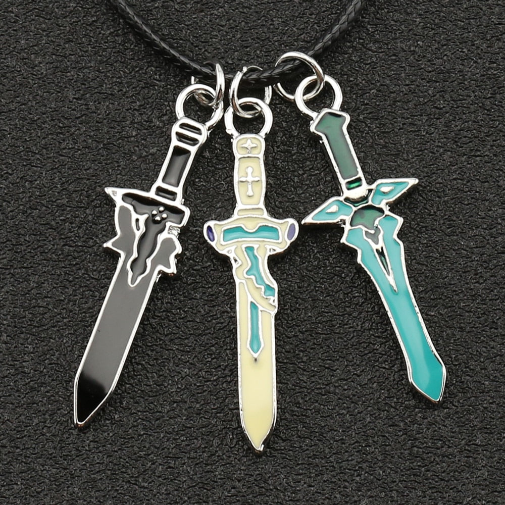 Sword Art Online Necklace SAO Kirigaya Kazuto Kirito Yuuki Asuna Elucidator Dark Repulser Lambent Light Rapier Pendant Jewelry