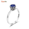 Retro 925 Sterling Silver Rings Luxury Created Sapphire Jewelry For Women Wedding Crystal Ring Handmade