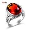 925 Silver Engagement Ring Brown Stone Bohemian Charm Slavic Islam Jewelry Big Rings Fun Gifts For Women Game of Throne