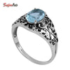 Antique Jewelry Wholesale Fashion Vintage Carving Blue Stone Women 100% 925 Sterling Silver Ring