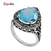Big Promotion Aquamarine Rings for Women Antique Love Infinity Ring 925 Sterling Silver Jewelry Christmas Gift Wholesale