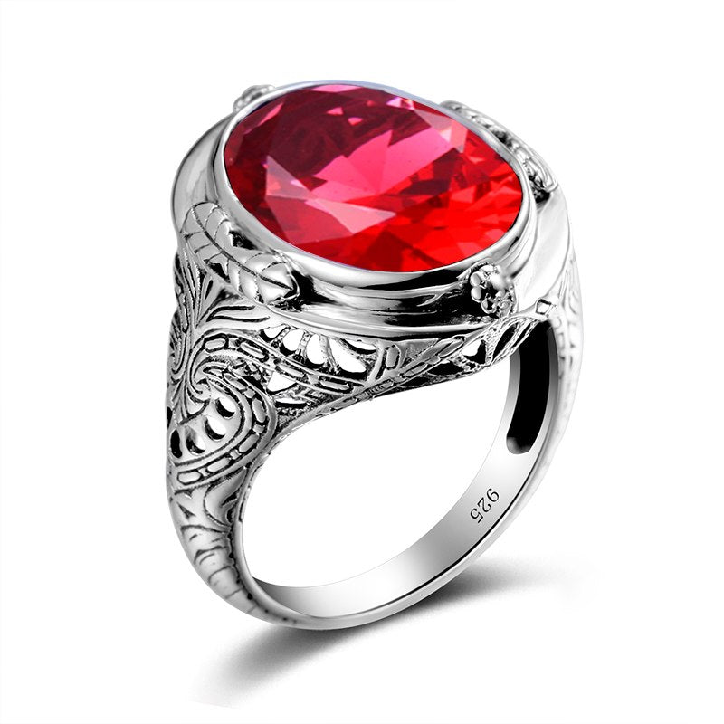Brand Rings for Women Oval Big Stone Promise Ring Luxury Ruby 925 Sterling Silver Wedding Jewelry Valentine's D Gift
