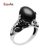 Christmas Gift Black Agate Ring High Quality Real 925 Sterling Silver Rings for Women finger spinner