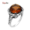 Christmas Presents New Fashion Real 925 Sterling Silver Wedding Rings for Women AMber Rings for Women