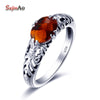 Ethnic Wedding Band 925 Sterling Silver Rings for Women Bohemia Style Amber Retro Gifts For New Year Gift