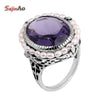 Fashion Jewelry Sterling Silver Jewelry Amethyst 925 Sterling Silver Rings for Women Wedding Rings Gift Box