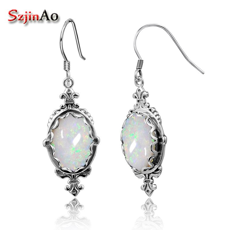 Fashion White Charm Fire Opal Earring For Women Pure 925 Sterling Silver Wedding Bijoux Elegant Gift Jewelry Wholesale