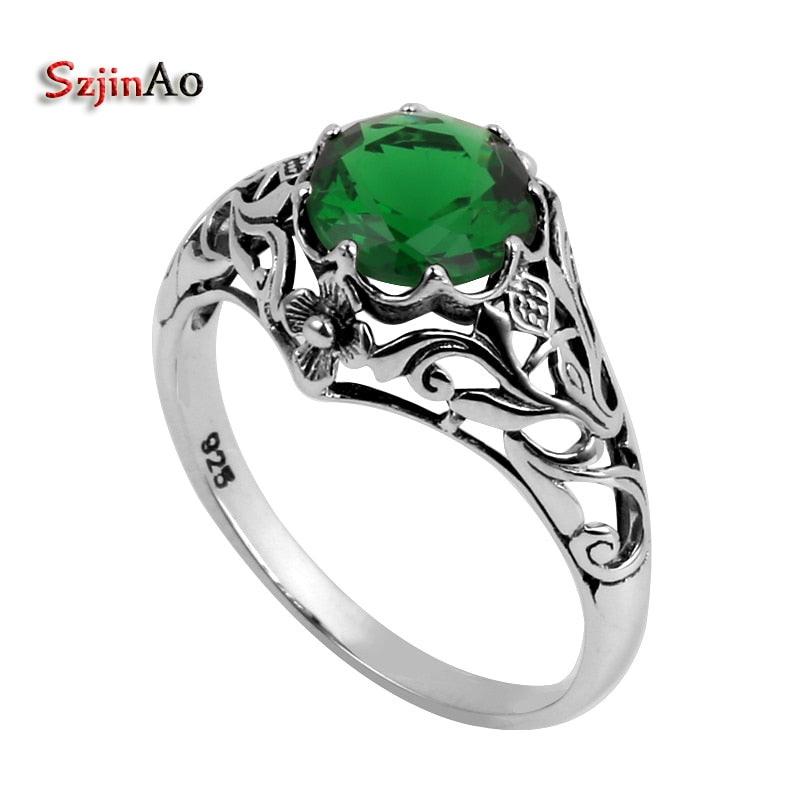Fine Fashion Jewelry Wholesale Gold And Silver Details Victoria Green Emeald Women 925 Sterling Silver Ring