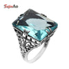 New Punk Antique Ring High Quality 925 Sterling Silver Female Blue Aquamarine Ring 925 Sterling Silver Ring Wholesale