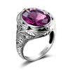 Solid 925 Silver Ring Big Oval Amethyst Victoria Wieck Wedding Jewelry With Semi-precious stones Large Size Womens Rings