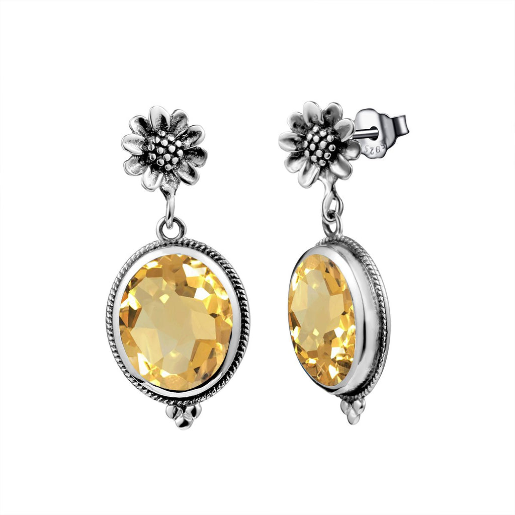 Turkish Antique Earrings Yellow Crystal 925 Sterling Silver Jewelry Vintage Earrings For Women Wedding Fine Jewellery