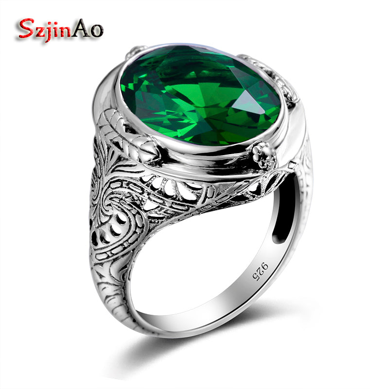 Wholesale Fine Fashion Jewelry Wholesale Gold And Silver Oval Green Emeald Victoria Women 925 Sterling Silver Ring