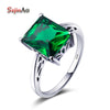 Wholesale Women Fashion 10x12mm Green Emerald 925 Sterling Silver Engagement Ring Size 5-10 bijoux en argent