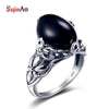 Women Charm Black Agate Ring Viking sterling-silver-jewelry 925 Silver Jewelry bague femme de marque de luxe