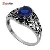 antique jewelry   fashion one carving blue sapphire women 925 sterling silver ring
