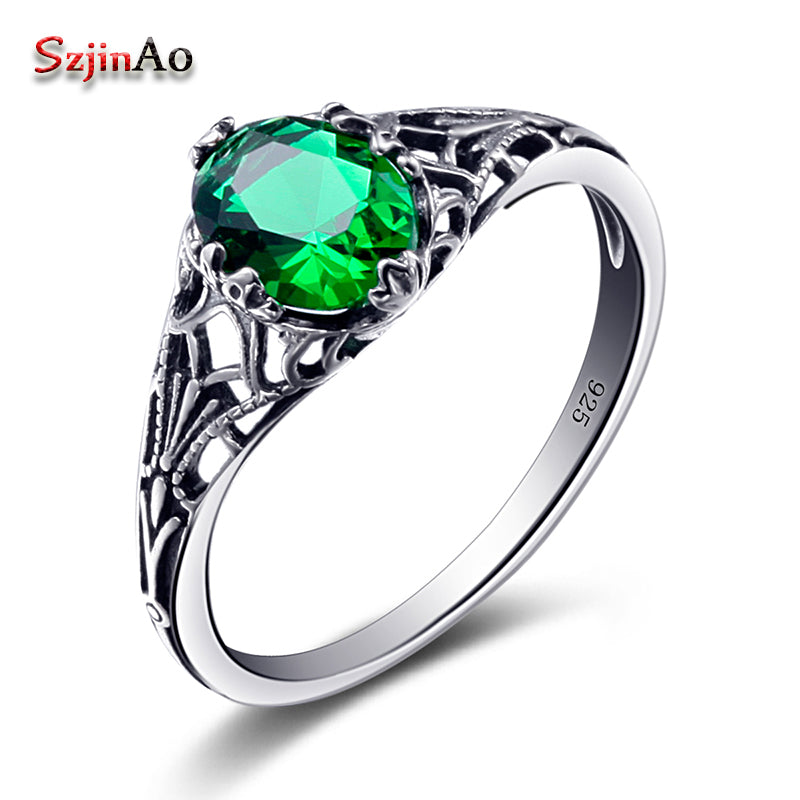factory Bulgaria Jewelry Emerald Vintage Charms 925 Sterling Silver Emarald Ring for Women Wedding Favors and Gifts