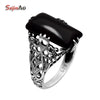 fashion rings for women 2020 antique jewelry replica balck agate 925 sterling silver cocktail ring