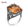 fine jewelry 100% 925 sterling silver jewelry Victoria Brown Amber Ring 925 sterling silver ring for women gift box