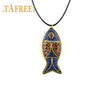 TAFREE ethnic style necklace Nepal handmade fish pendant necklace sweater Black cord chain accessories jewelry MOA840