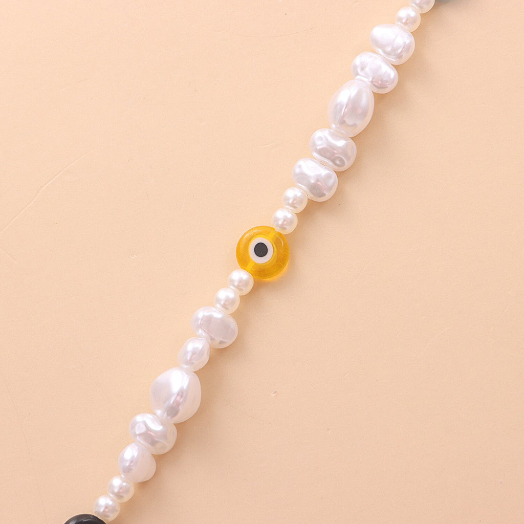 TAUAM Simulated Pearl Turkish Evil Eye Necklace Women Bohemian Vintage Devil Choker Seed Beads Party Collar Jewelry Gift