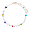 TAUAM Simulated Pearl Turkish Evil Eye Necklace Women Bohemian Vintage Devil Choker Seed Beads Party Collar Jewelry Gift