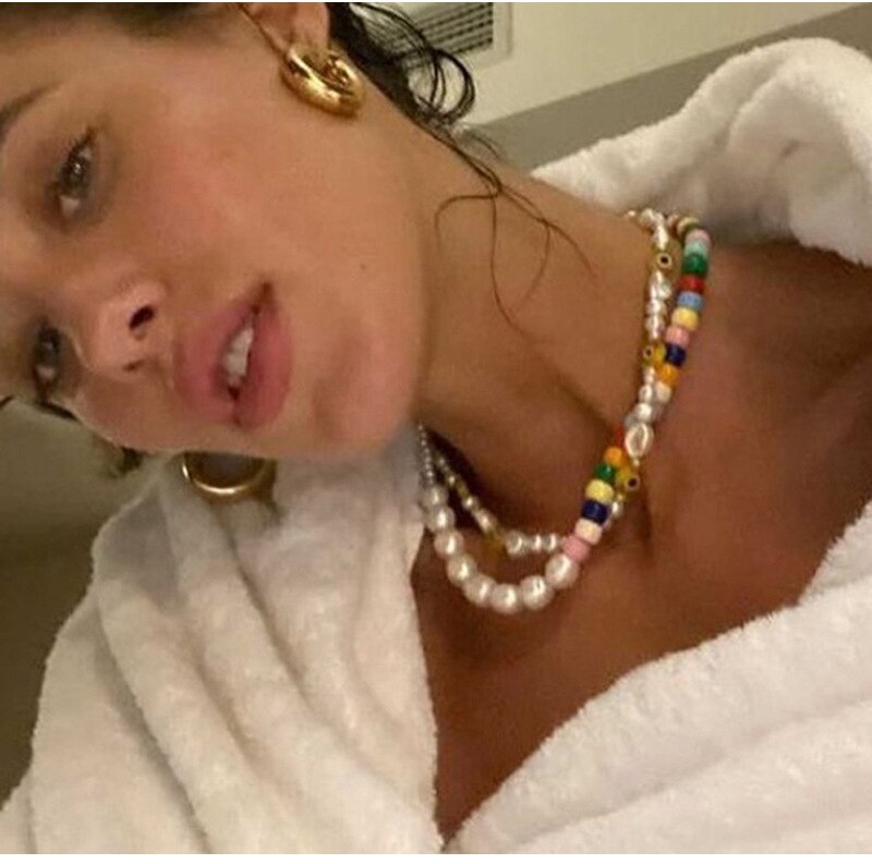 TAUAM Simulated Pearl Turkish Evil Eye Necklaces For Women Bohemian Vintage Choker Beads Party Jewelry New