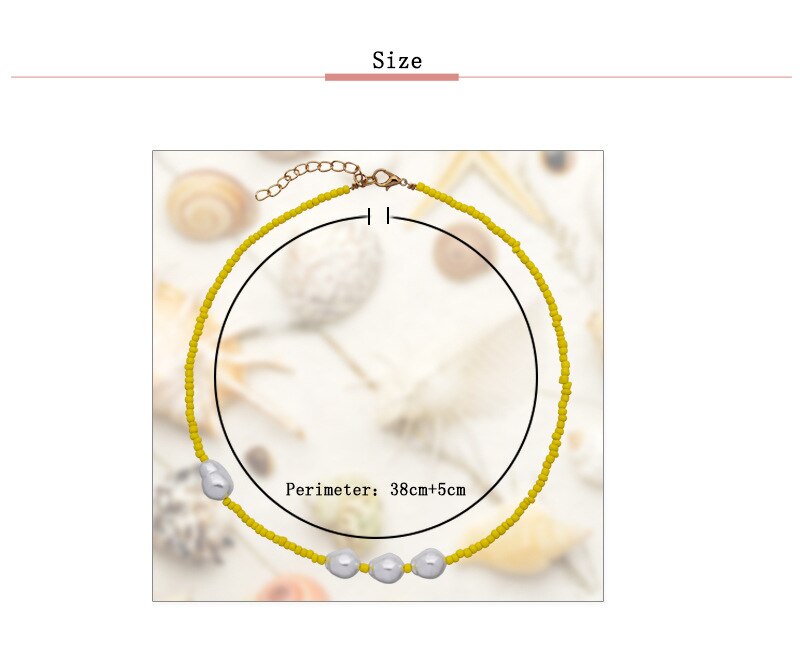 TAUAM Yellow Seed Beads Necklace for Women Choker Simulated Pearl Boho Vintage Streetwear Collier Femme