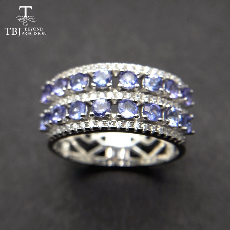 TBJ,100% natural Blue tanzanite gemstone ring ,luxury and classic gemstone design in 925 sterling silver gemstone jewelry