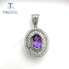 TBJ, 100% natural amethyst pendants in 925 sterling silver without chains,natural african amethyst ov4*6 pendant with gift box