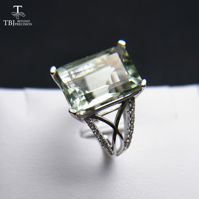 TBJ,11.11 natural green amethyst 7.5ct gemstone Ring in 925 sterling silver fine jewelry for women with box anniversary gift