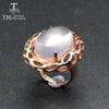 TBJ,2020 New style Ring with big size oval cut 13*18 16ct up rose quartz ring in rose gold color for lady in party with gift box