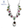TBJ,2020 new design fashion natural gemstone necklace with fancy color tourmaline in 925 sterling silver fine jewelry for party