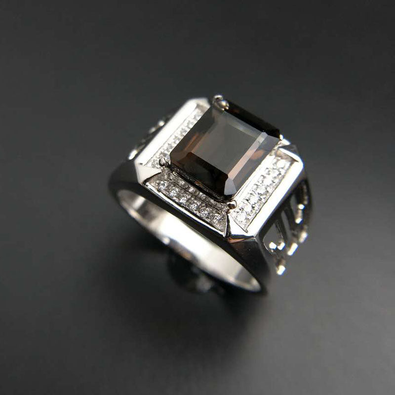 TBJ, 2020 new men's ring with natural smoky quartz in 925 sterling silver gemstone jewelry ,best gift for mens' boyfriend style