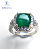 TBJ,2020 new natural green agate gemstone cushion 8mm Ring 925 sterling silver for women classic design with jewelry gift box