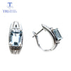 TBJ,2020 new natural green tourmaline and aquamarine gemstone clasp lock earring 925 sterling silver jewelry for women as gift