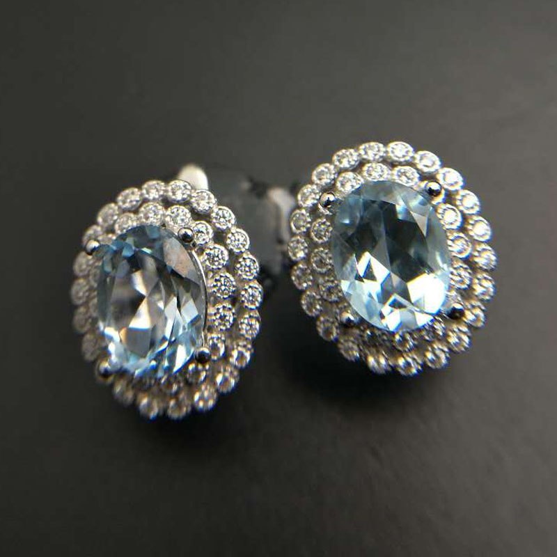 TBJ,4ct up Clasp earring with natural good color topaz in 925 sterling silver jewelry,natural gemstone earring,classic design