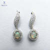 TBJ,925 Sterling Silver natural Gemstone elegant Earrings For Women 1Ct Oval Cabochon White ehtiopian Opal oval4*5mm Earrings
