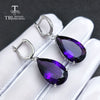 TBJ,925 silver dangle clasp earring & pendant with natural african amethyst excellent luxury jewelry for women party daily wear