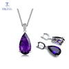 TBJ,925 silver dangle clasp earring & pendant with natural african amethyst excellent luxury jewelry for women party daily wear