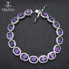 Water Drop Amethyst Vintage Feather Fine Bird Natural Stone Crystal Tassel Jade Bangle For Women Thai Silver Opening Bracelet