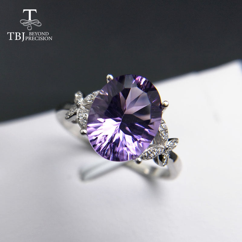 TBJ,925 sterling silver with 100% natural Brazil amethyst oval 8*10mm for women,female rings,original fine jewelry with gift box